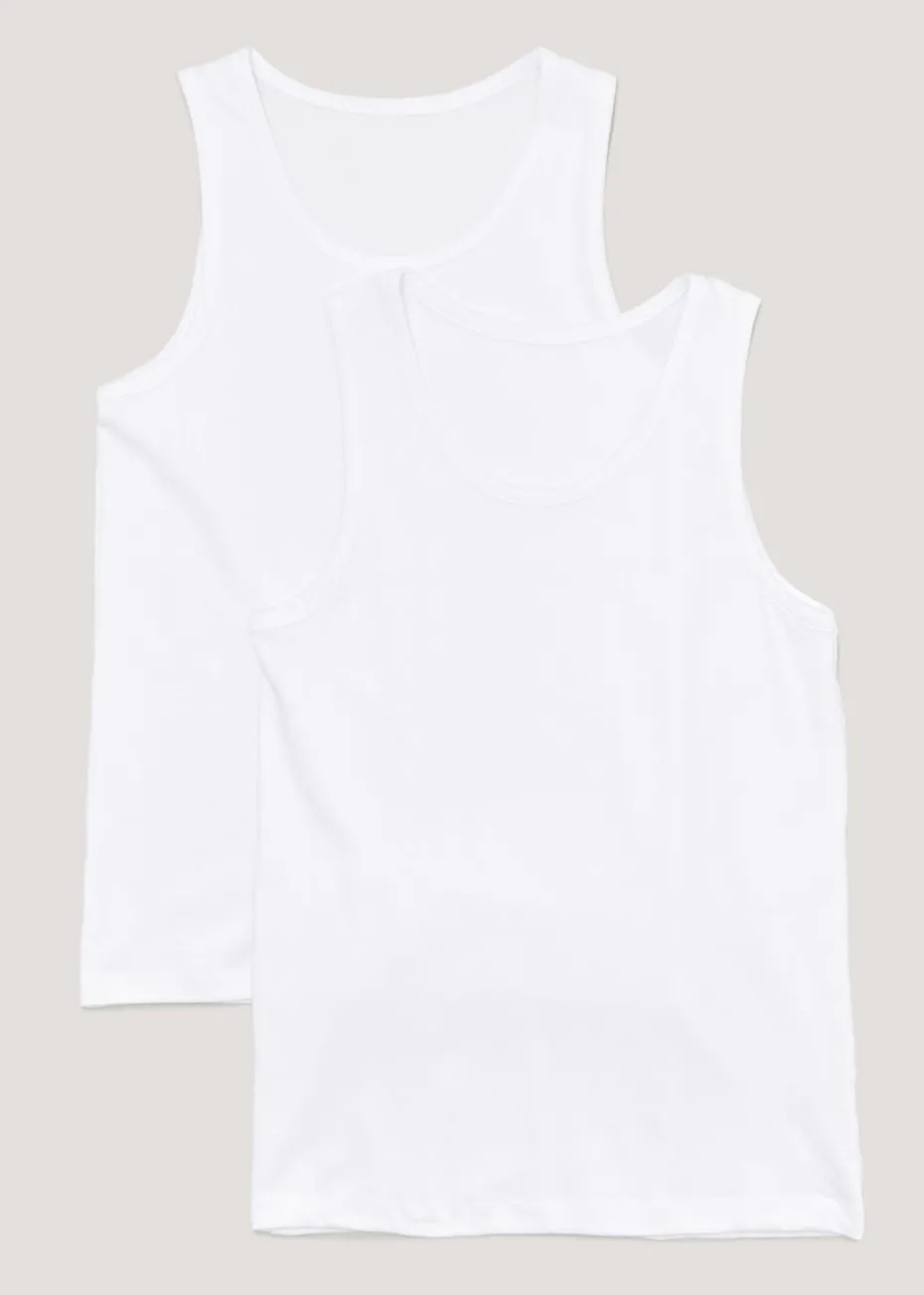 2 Pack White Cotton Vests