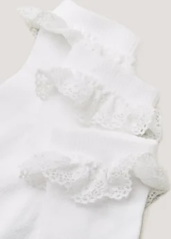 3 Pack White Frill Baby Socks (Newborn-12mths)