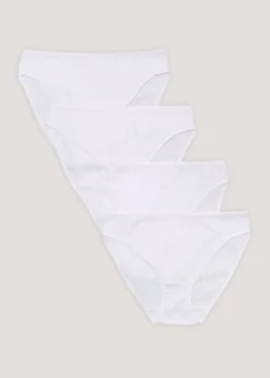 4 Pack White High Leg Knickers