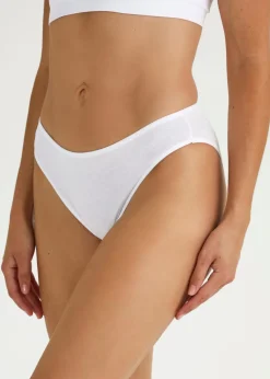4 Pack White High Leg Knickers