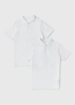 2 Pack White Slim Fit Polo Shirts (3-16yrs)