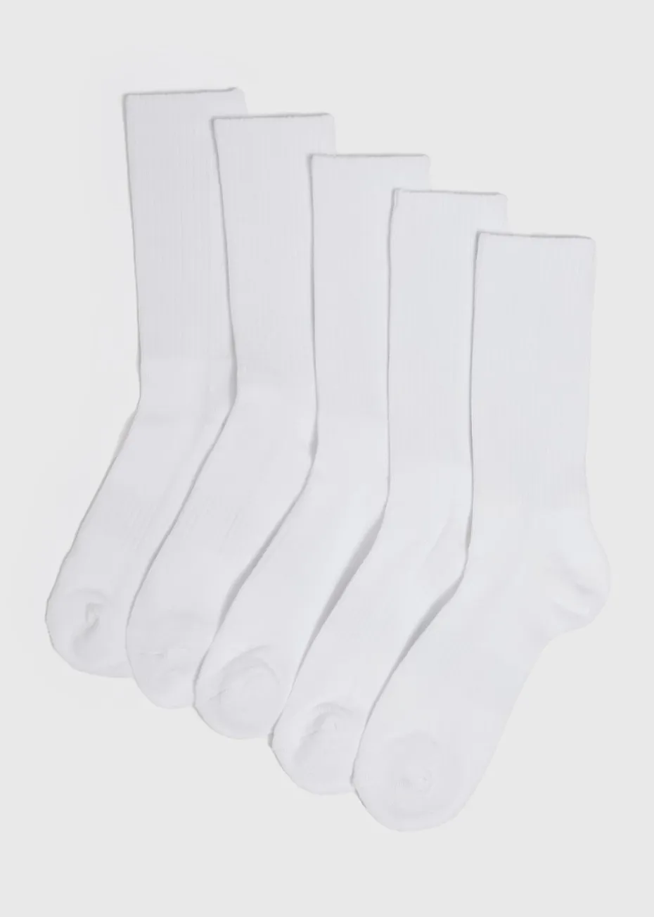 5 Pack White Sports Socks