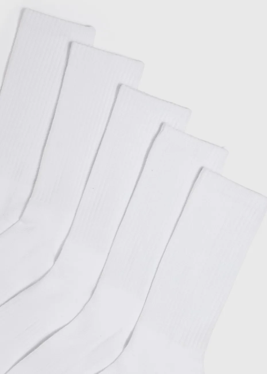 5 Pack White Sports Socks