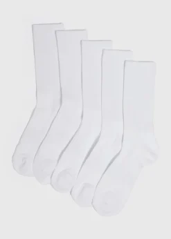 5 Pack White Sports Socks