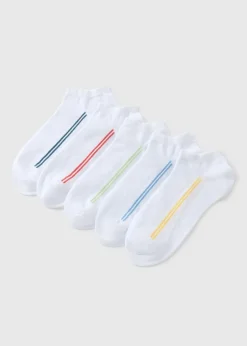 5 Pack White Stripe Trainer Socks
