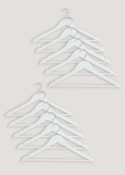 10 Pack White Wooden Hangers