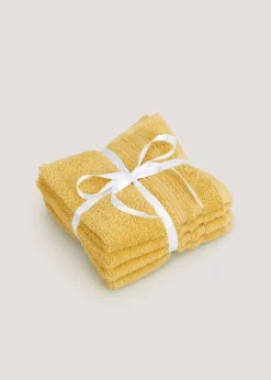 4 Pack Yellow 100% Egyptian Cotton Face Cloths