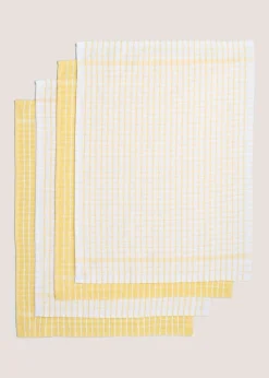 4 Pack Yellow Check Terry Tea Towels (45cm x 60cm)
