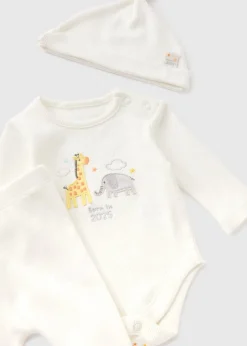 3 Piece Baby Cream Born In 2025 Top & Trouser Set (Newborn-6mths)