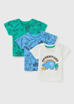 3 Piece Baby Multicolour Dino T-Shirts (Newborn-23mths)
