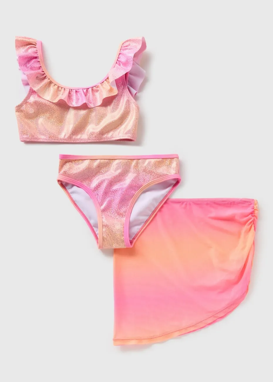 3 Piece Girls Pink Bikini Set (6-15yrs)