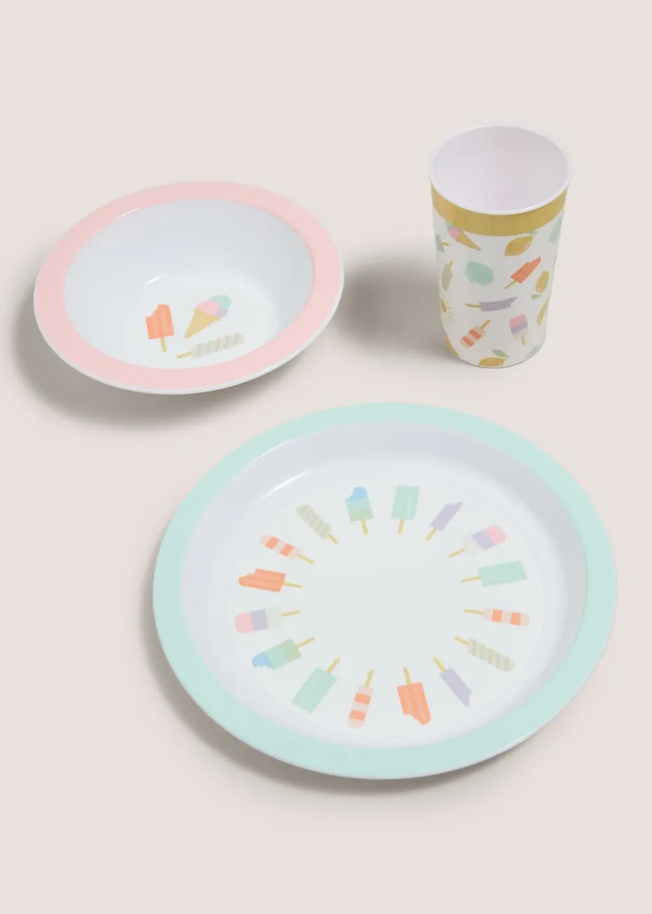 3 Piece Kids Ice Cream Dinner Set