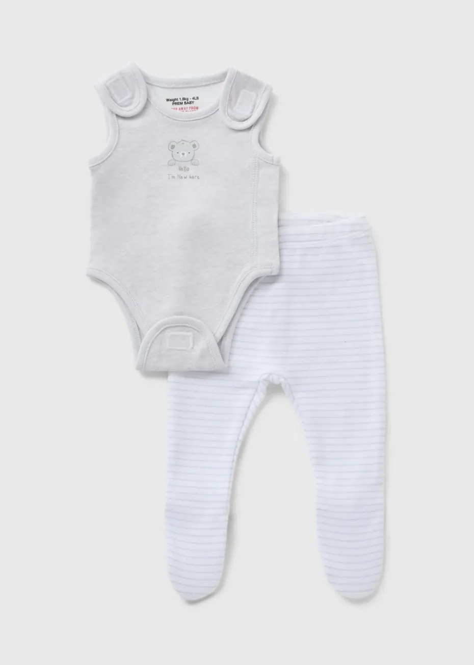 2 Piece Prem Baby Grey Bodysuit Set (3-4lb)