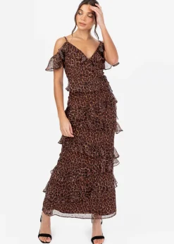 Anaya With Love Brown Animal Print Maxi Skirt