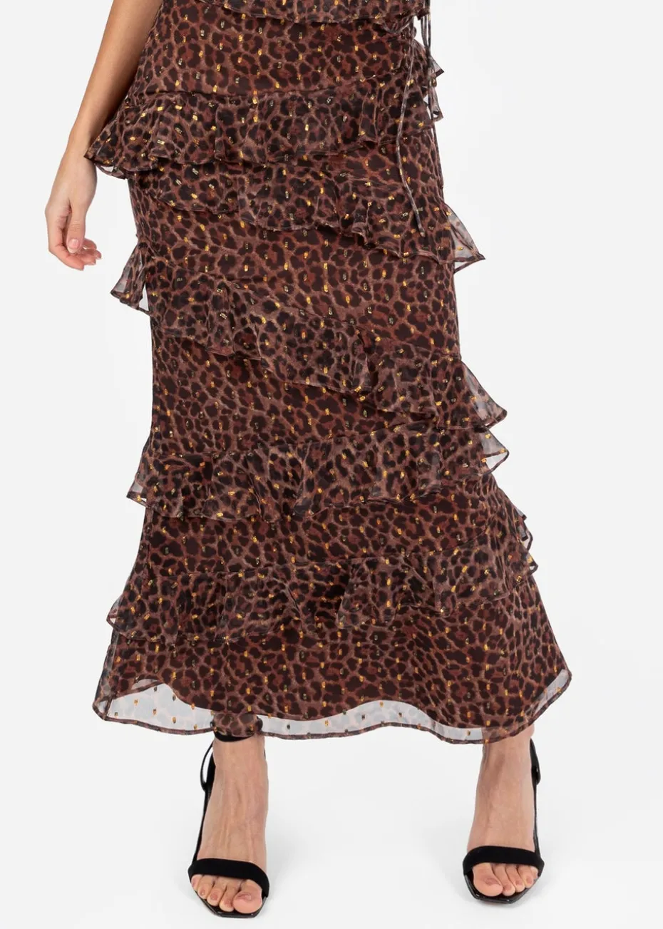 Anaya With Love Brown Animal Print Maxi Skirt