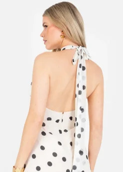 Anaya With Love Cream Polka Dot Halter Neck Maxi Dress