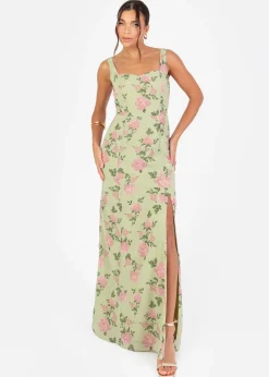 Anaya With Love Green Floral Print Strappy Maxi Dress