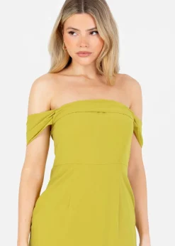Anaya With Love Lime Bardot Maxi Dress With Ruffle Detail