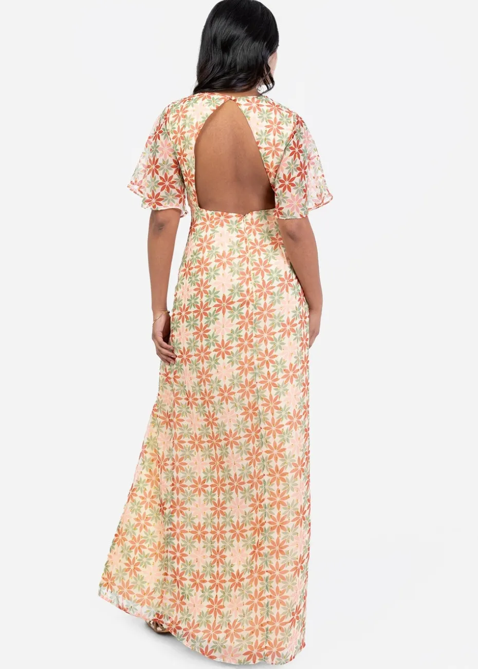 Anaya With Love Multi Coloured Floral Print Open Back Maxi Dress