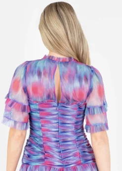 Anaya With Love Multi Coloured Abstract Watercolour Gathered Mini Dress