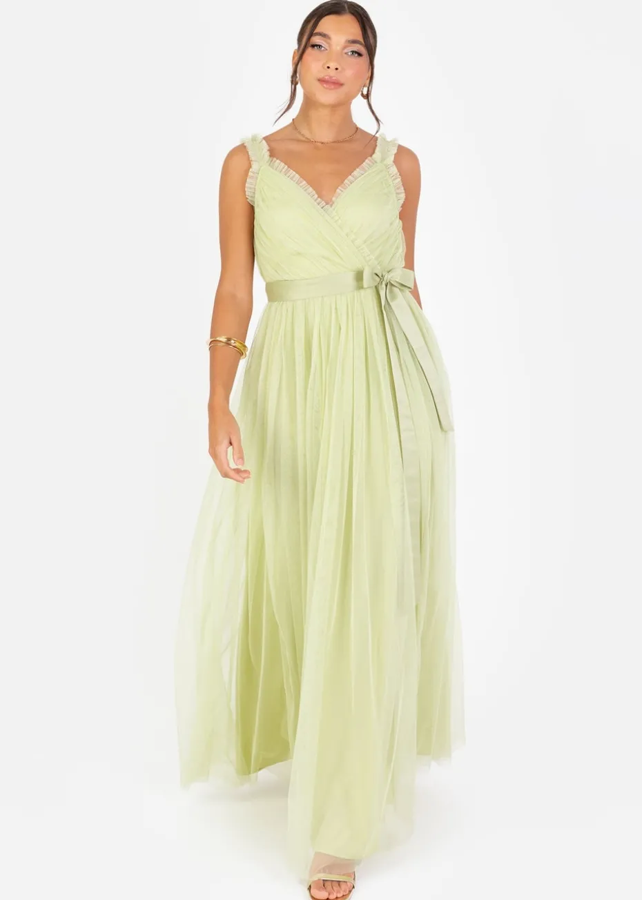 Anaya With Love Recycled Spring Green Wrap Strappy Maxi Dress