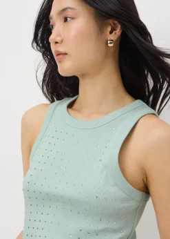 Aqua Diamante Vest Top