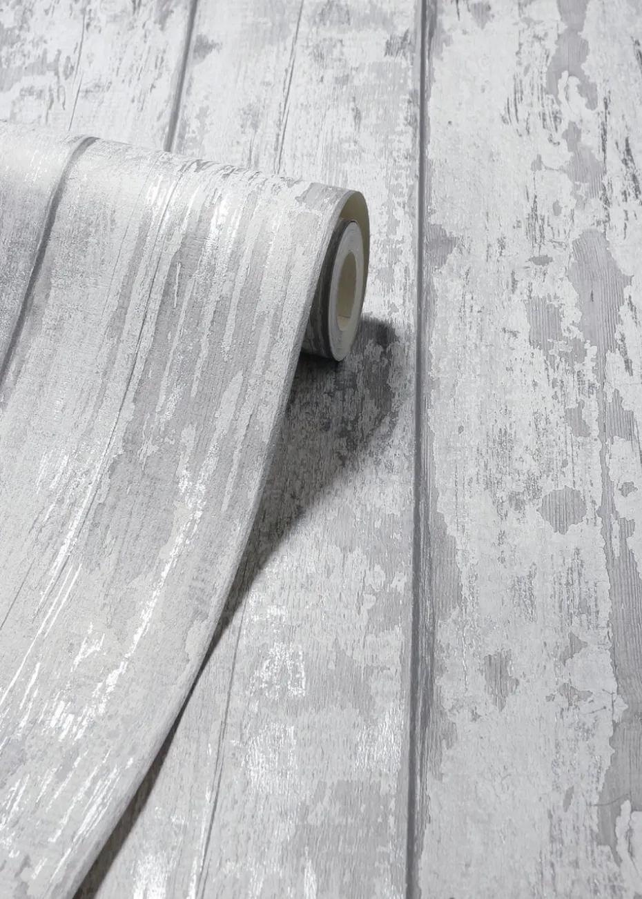 Arthouse Metallic Washed Wood Wallpaper