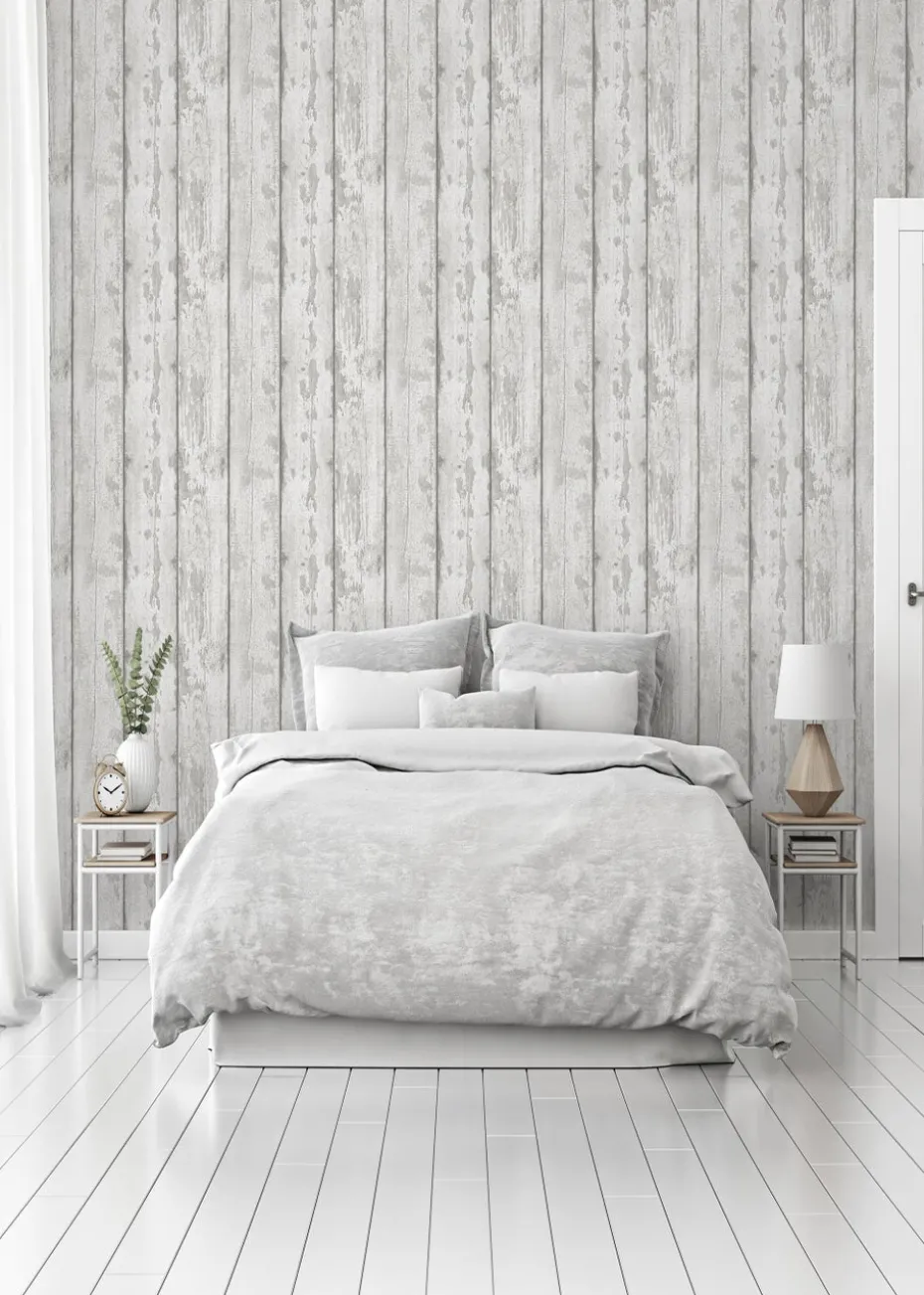Arthouse Metallic Washed Wood Wallpaper