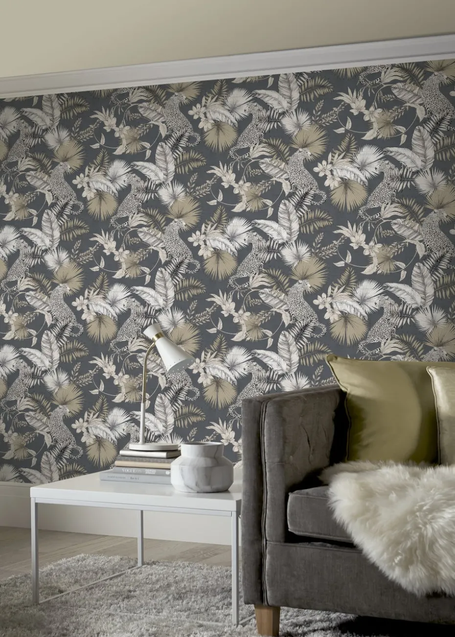 Arthouse Tropical Leopard Neutral Wallpaper