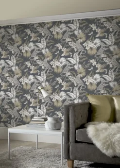 Arthouse Tropical Leopard Neutral Wallpaper