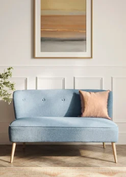 Aura Linda Cornflower Blue/Blonde Wood 2 Seater Sofa