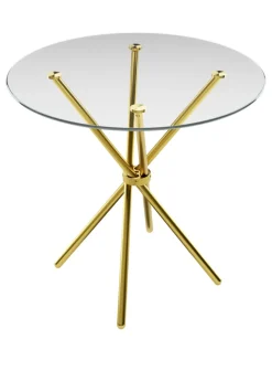 Aura Maison Clear Top/Gold Legs Dining Table (2 Packs)