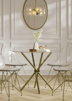 Aura Maison Clear Top/Gold Legs Dining Table (2 Packs)