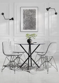 Aura Maison Smoked Top/Black Legs Dining Table (2 Packs)