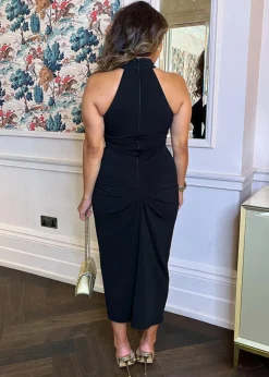 AX Paris Black Halter Neck Knot Skirt Midi Dress