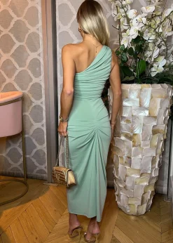 AX Paris Duck Egg One Shoulder Knot Skirt Midi Dress