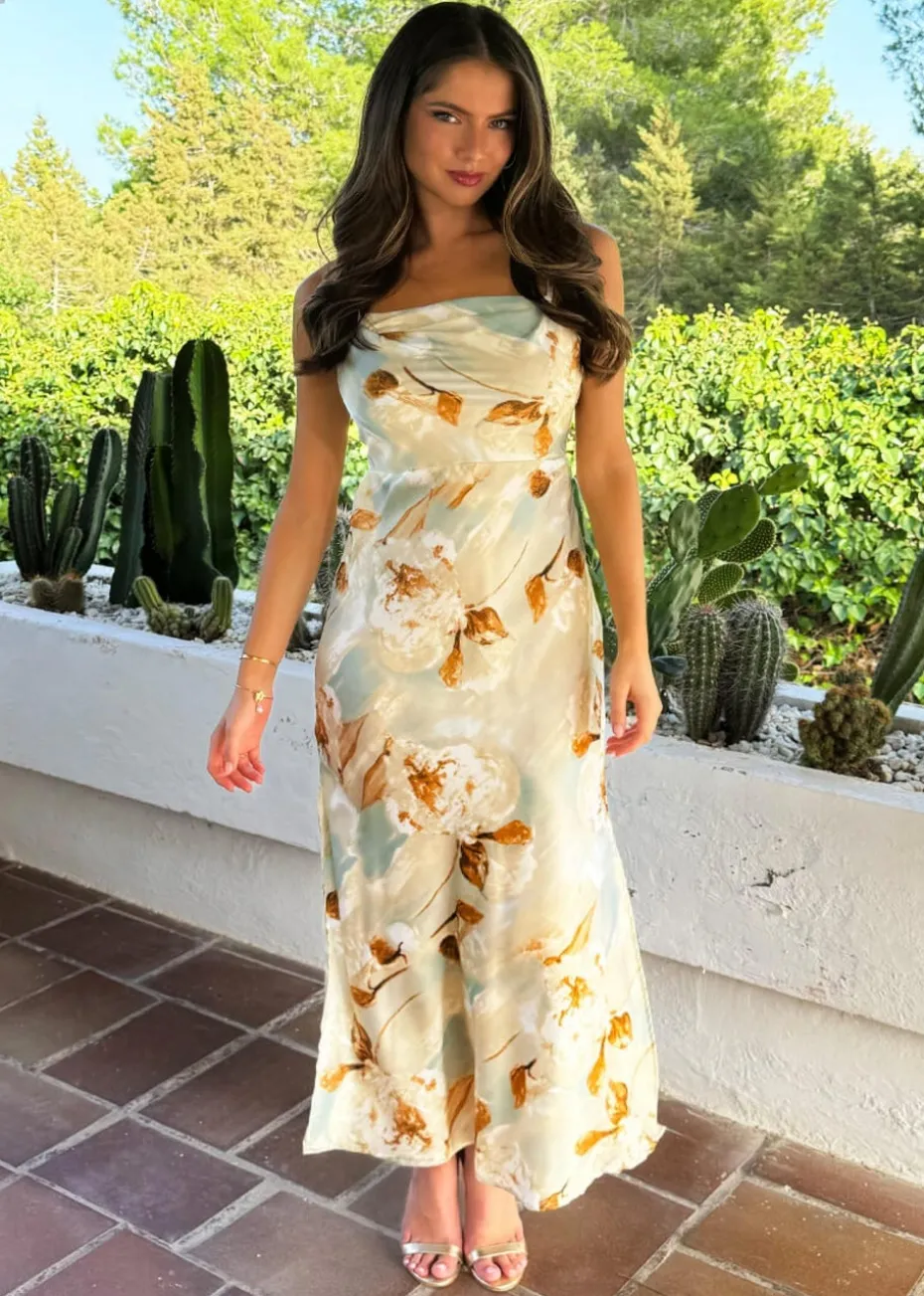 AX Paris Multi Blossom Print Strappy Slip Midi Dress