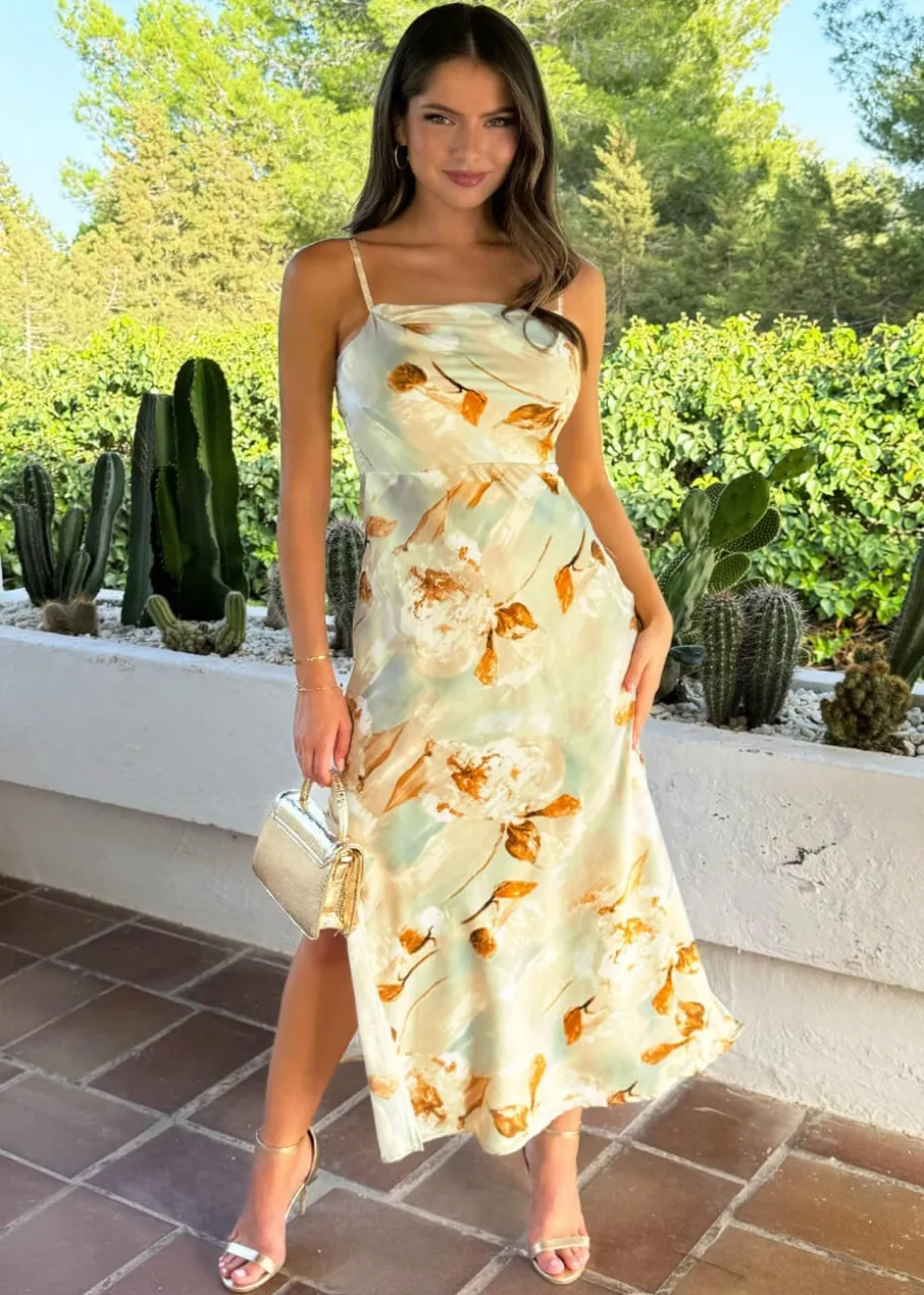 AX Paris Multi Blossom Print Strappy Slip Midi Dress