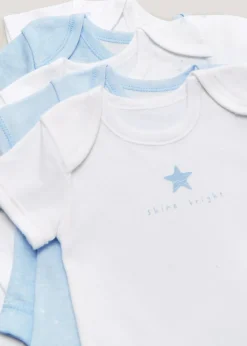 Baby 5 Pack Blue & White Bodysuits (Newborn-23mths)