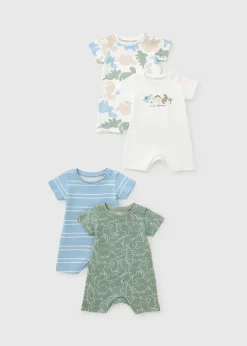 Baby 4 Pack Dinosaur Rompers (Newborn-18mths)