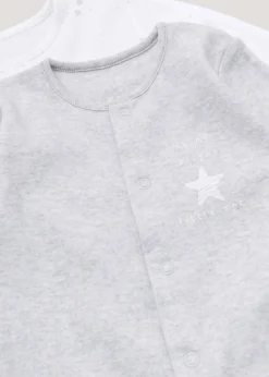 Baby 2 Pack Grey Star Sleepsuit (Newborn-23mths)