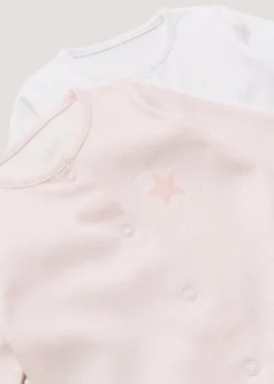 Baby 2 Pack Pink Star Sleepsuits (Newborn-23mths)