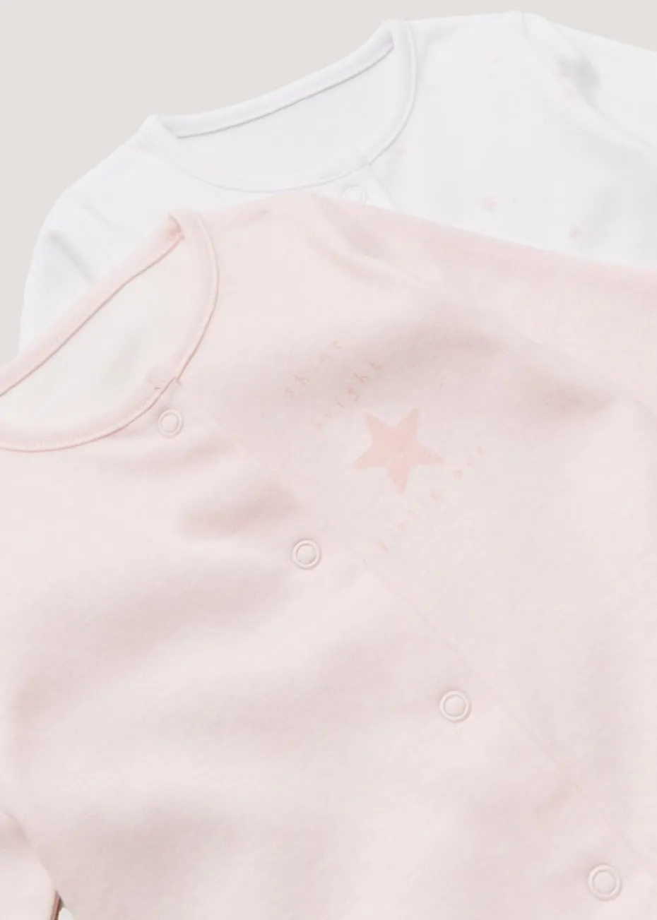 Baby 2 Pack Pink Star Sleepsuits (Newborn-23mths)
