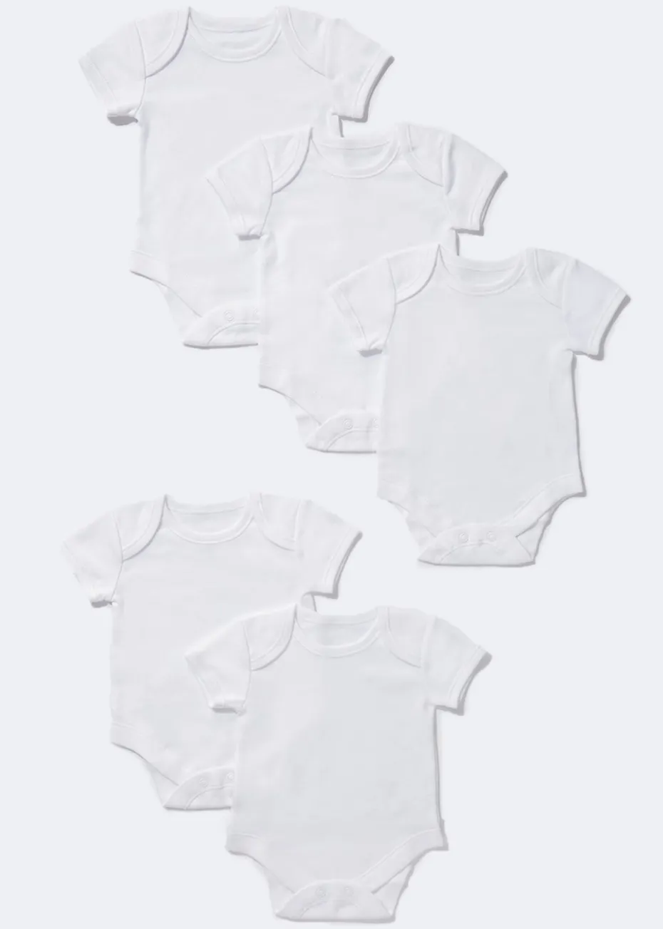 Baby 5 Pack White Bodysuits (Tiny Baby-23mths)