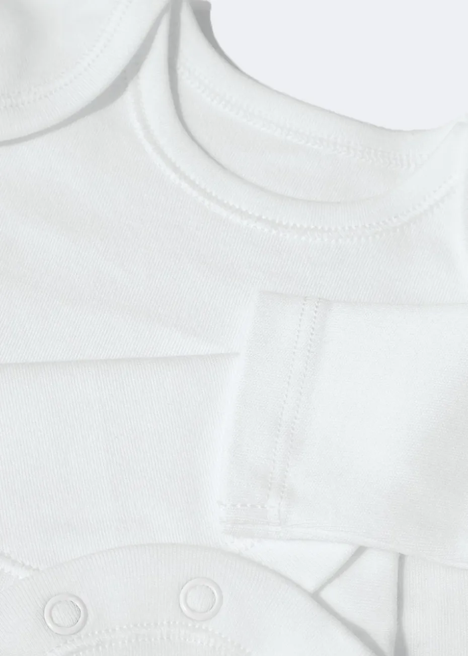 Baby 5 Pack White Long Sleeve Bodysuits (Tiny Baby-23mths)