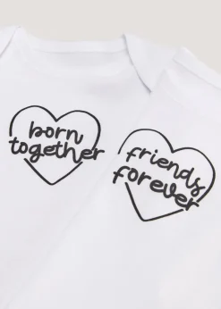 Baby 2 Pack White Twin Bodysuits (Tiny Baby-12mths)