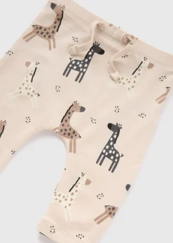 Baby Beige Giraffe Print Leggings (Newborn-23mths)