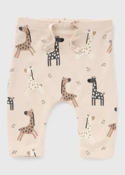 Baby Beige Giraffe Print Leggings (Newborn-23mths)
