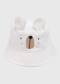 Baby Beige Stripe Bear Bucket Hat (Newborn-24mths)
