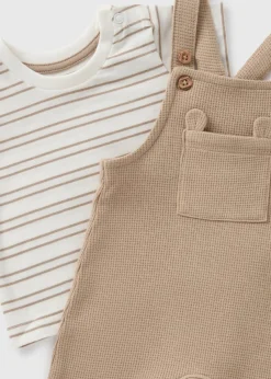 Baby Beige Stripe Knit Dungaree Set (Newborn-23mths)